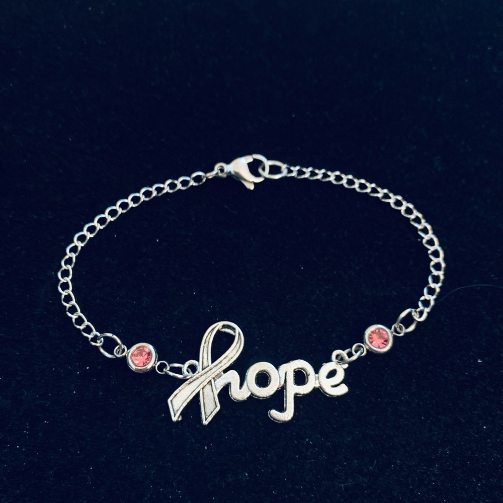 “Hope” Ribbon Breast Cancer Awareness bracelet or anklet